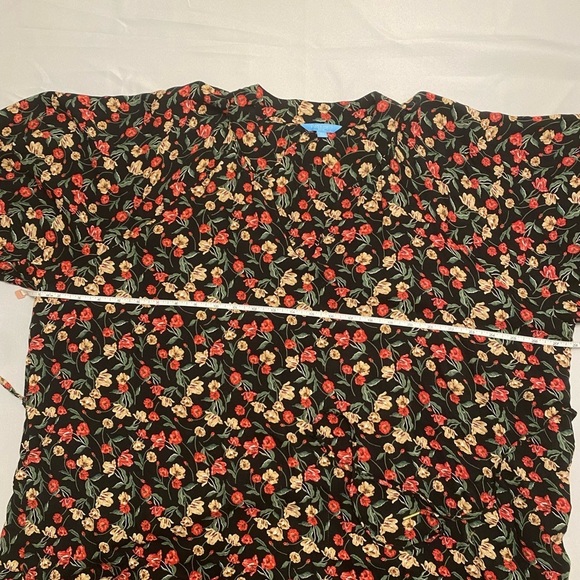 Draper James Dress Womens 2X Black Floral Long Sleeve Belted Sheath Boho - Picture 11 of 12